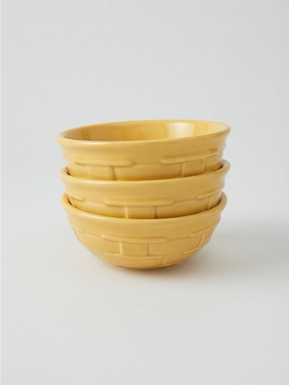 Longaberger Cereal Bowls Set of 3 Butterscotch Yellow - Discontinued